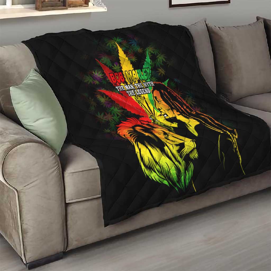 Afro Jamaica Legend Bob Quilt Lion With Cannabis Leaf Pattern LT14