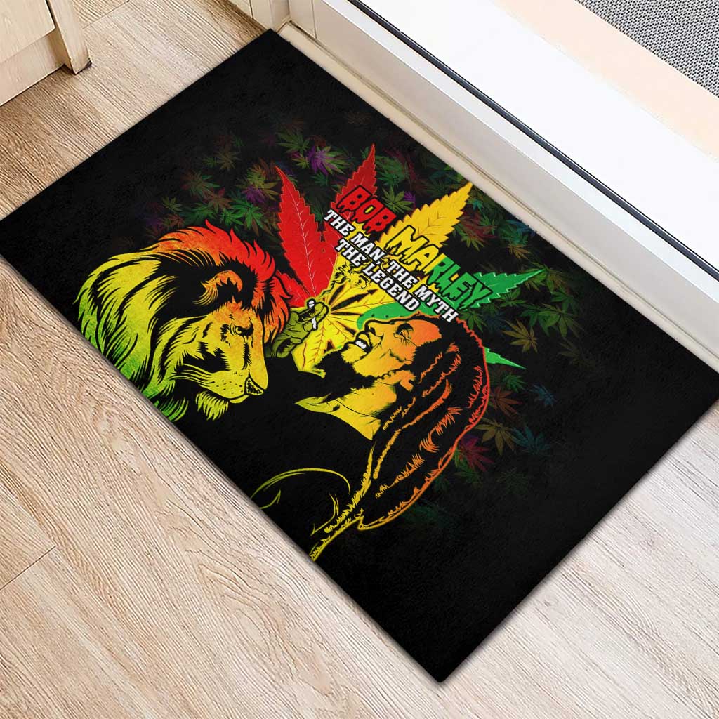 Afro Jamaica Legend Bob Rubber Doormat Lion With Cannabis Leaf Pattern LT14