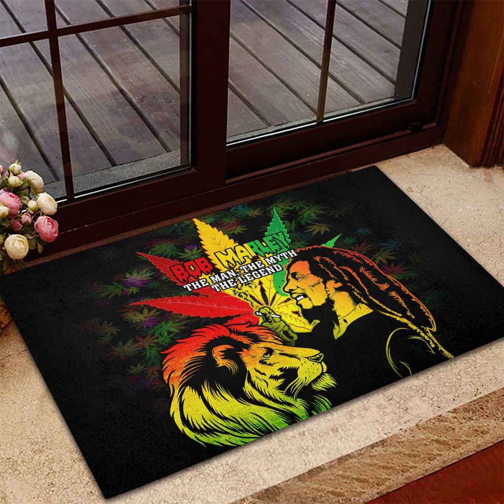 Afro Jamaica Legend Bob Rubber Doormat Lion With Cannabis Leaf Pattern LT14