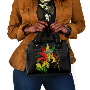 Afro Jamaica Legend Bob Shoulder Handbag Lion With Cannabis Leaf Pattern