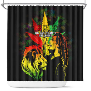 Afro Jamaica Legend Bob Shower Curtain Lion With Cannabis Leaf Pattern LT14