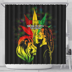 Afro Jamaica Legend Bob Shower Curtain Lion With Cannabis Leaf Pattern LT14