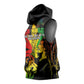 Afro Jamaica Legend Bob Sleeveless Hoodie Lion With Cannabis Leaf Pattern LT14
