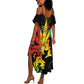 Afro Jamaica Legend Bob Summer Maxi Dress Lion With Cannabis Leaf Pattern LT14