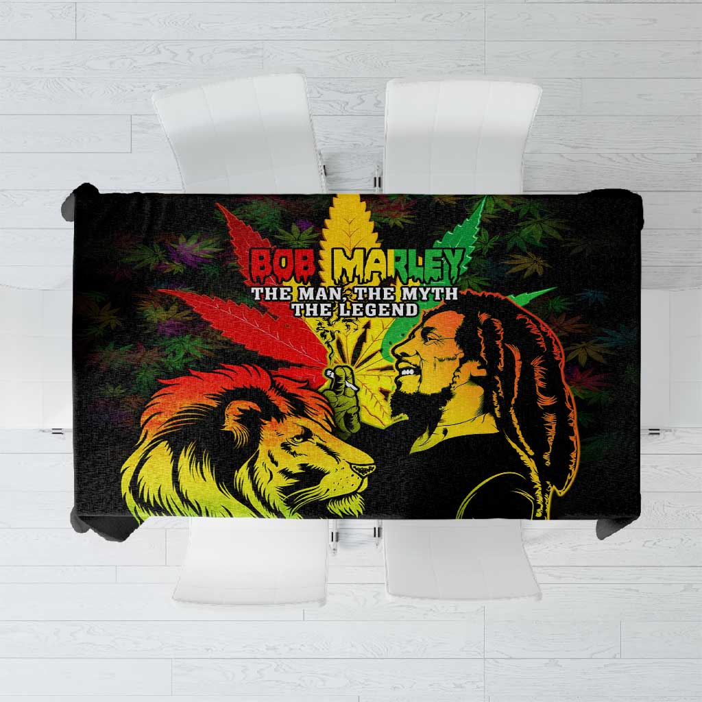 Afro Jamaica Legend Bob Tablecloth Lion With Cannabis Leaf Pattern LT14