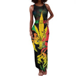 Afro Jamaica Legend Bob Tank Maxi Dress Lion Cannabis Leaf Pattern - African Pride