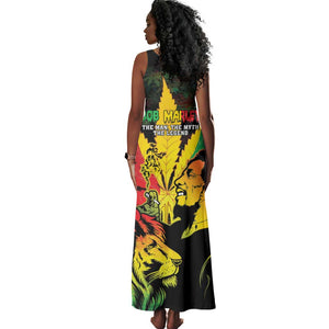 Afro Jamaica Legend Bob Tank Maxi Dress Lion With Cannabis Leaf Pattern LT14