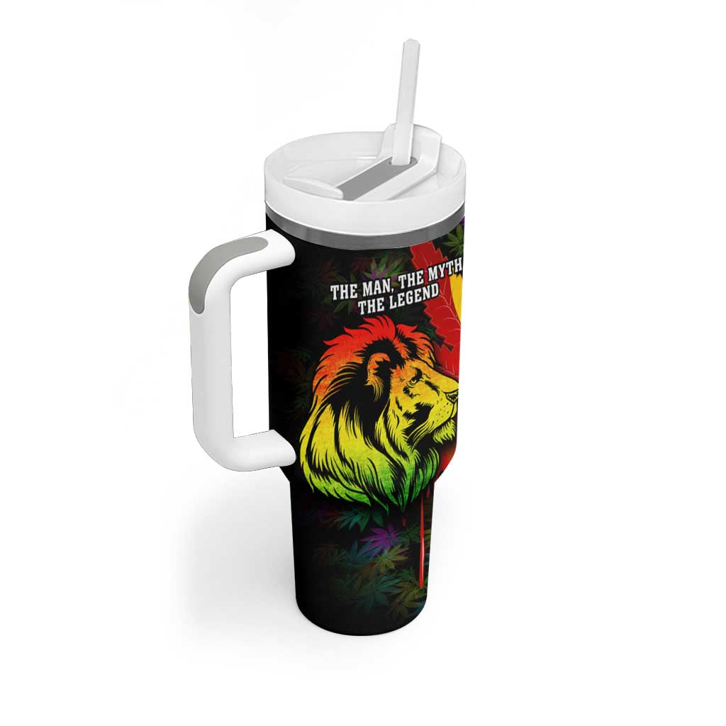 Afro Jamaica Legend Bob Tumbler With Handle Lion With Cannabis Leaf Pattern