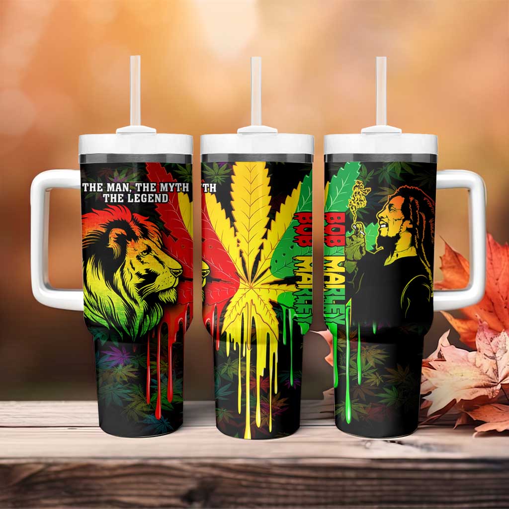 Afro Jamaica Legend Bob Tumbler With Handle Lion With Cannabis Leaf Pattern