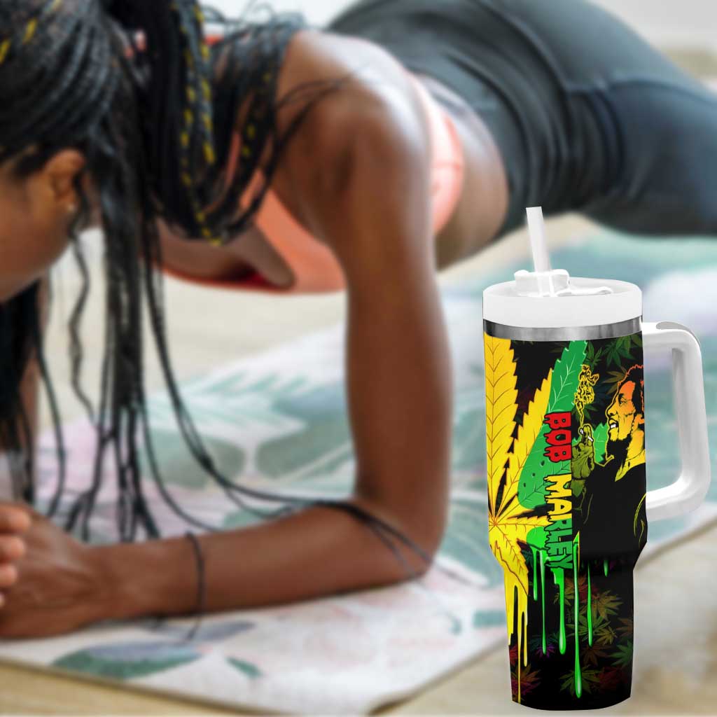 Afro Jamaica Legend Bob Tumbler With Handle Lion With Cannabis Leaf Pattern