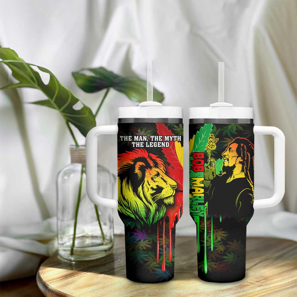 Afro Jamaica Legend Bob Tumbler With Handle Lion With Cannabis Leaf Pattern