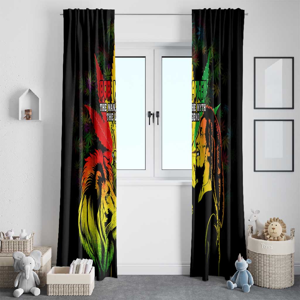 Afro Jamaica Legend Bob Window Curtain Lion With Cannabis Leaf Pattern LT14