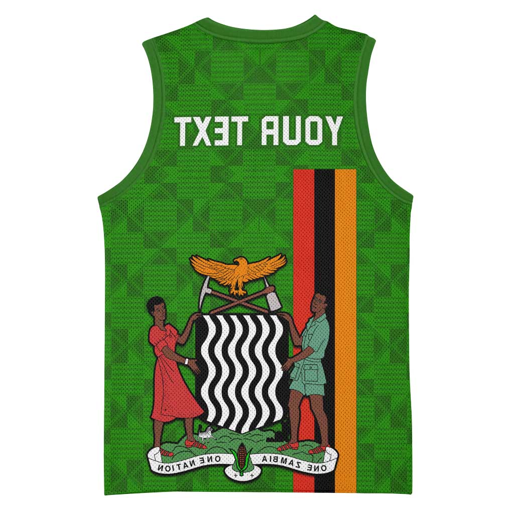 Personalised Zambia Independence Day Basketball Jersey Kente Pattern - African Pride