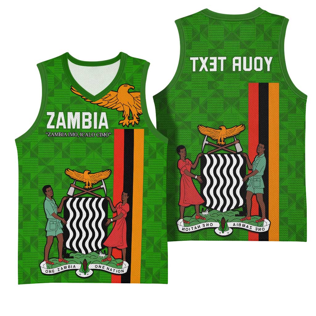 Personalised Zambia Independence Day Basketball Jersey Kente Pattern - African Pride