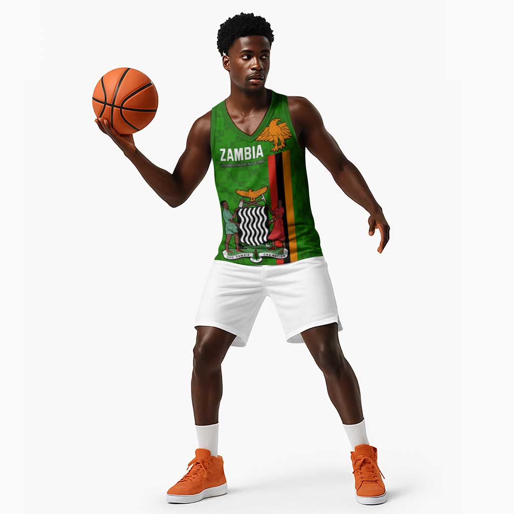 Personalised Zambia Independence Day Basketball Jersey Kente Pattern - African Pride