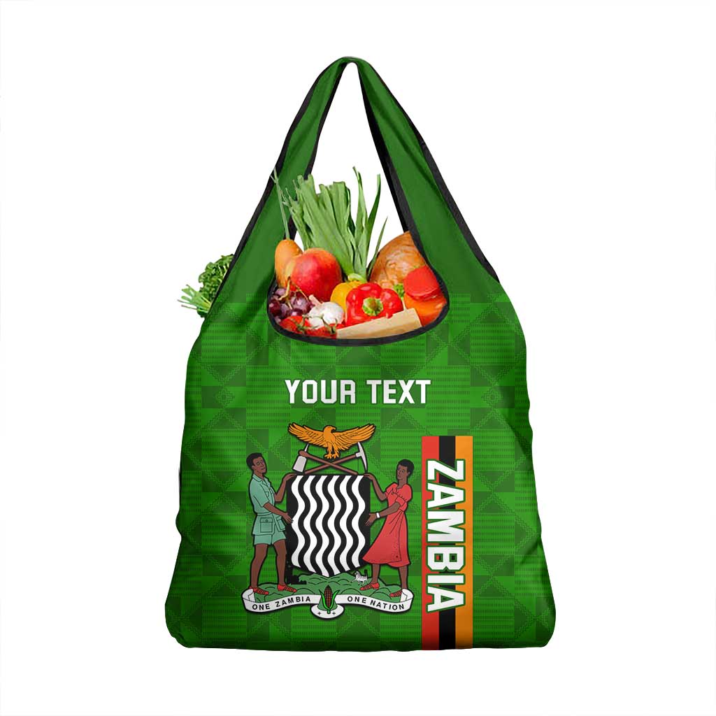 Personalised Zambia Independence Day Grocery Bag Kente Pattern