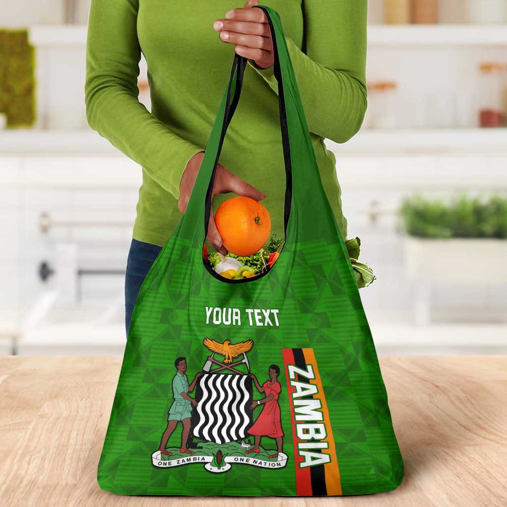 Personalised Zambia Independence Day Grocery Bag Kente Pattern