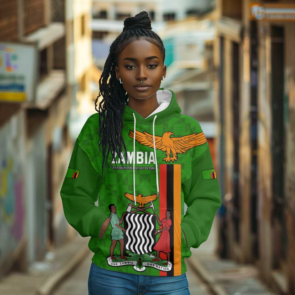 Personalised Zambia Independence Day Hoodie Kente Pattern