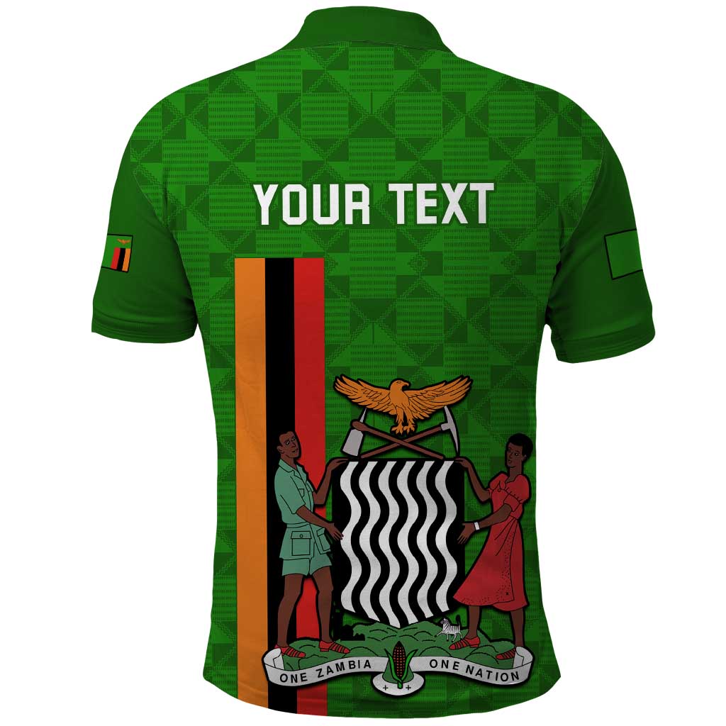 Personalised Zambia Independence Day Polo Shirt Kente Pattern