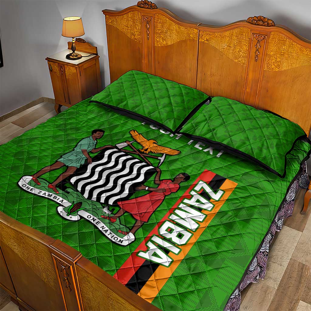 Personalised Zambia Independence Day Quilt Bed Set Kente Pattern
