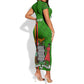 Personalised Zambia Independence Day Short Sleeve Bodycon Dress Kente Pattern LT14