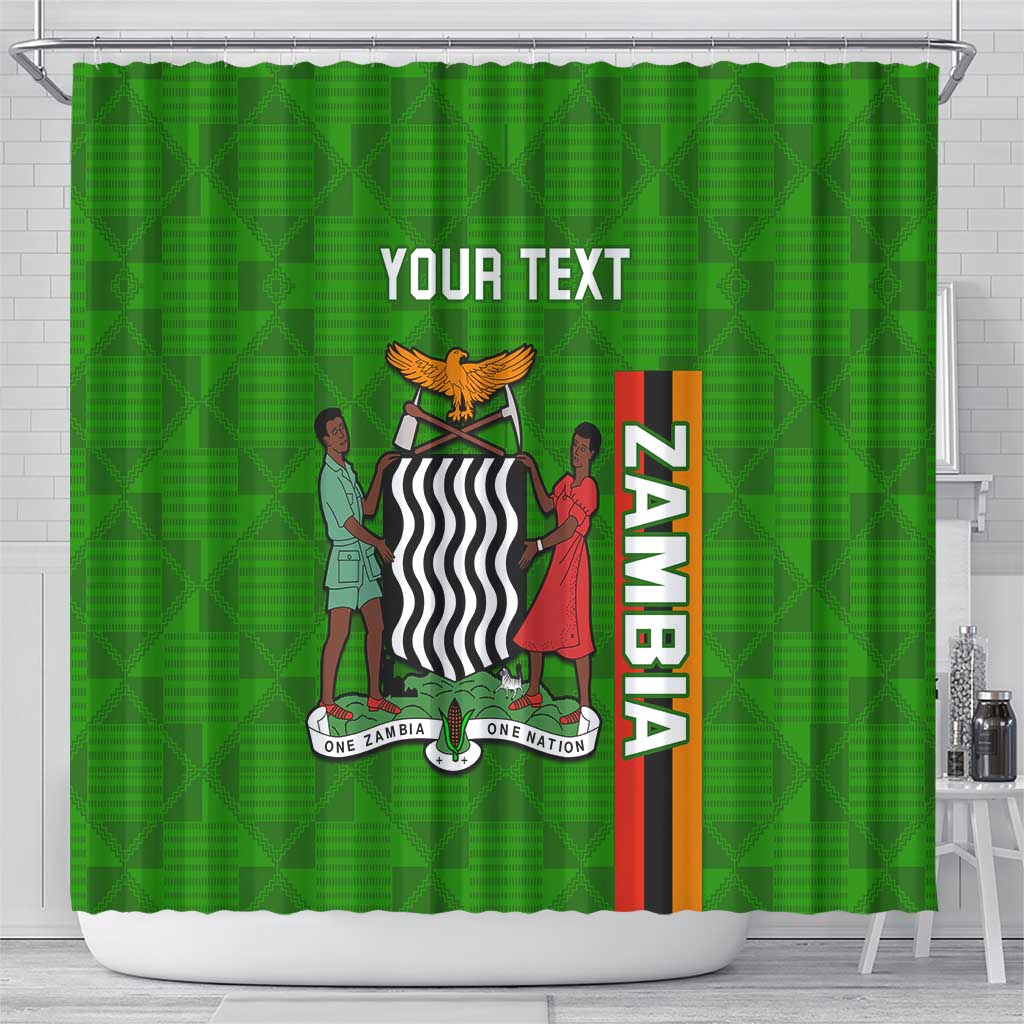 Personalised Zambia Independence Day Shower Curtain Kente Pattern