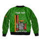 Personalised Zambia Independence Day Sleeve Zip Bomber Jacket Kente Pattern