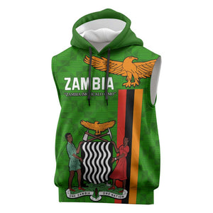 Personalised Zambia Independence Day Sleeveless Hoodie Kente Pattern - African Pride