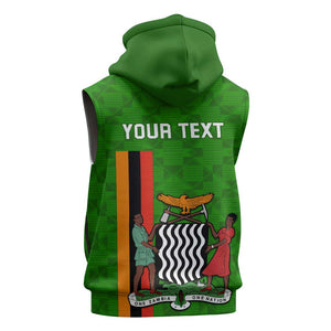 Personalised Zambia Independence Day Sleeveless Hoodie Kente Pattern - African Pride