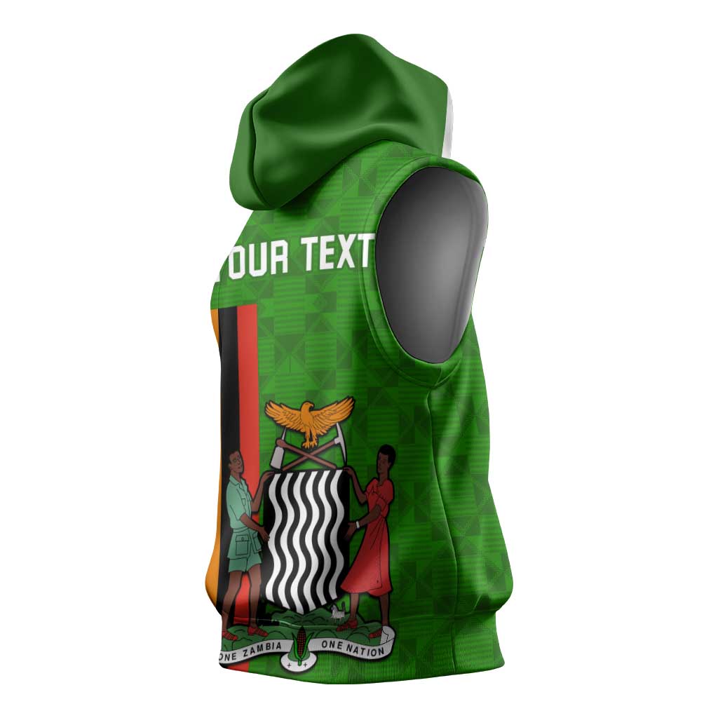 Personalised Zambia Independence Day Sleeveless Hoodie Kente Pattern - African Pride