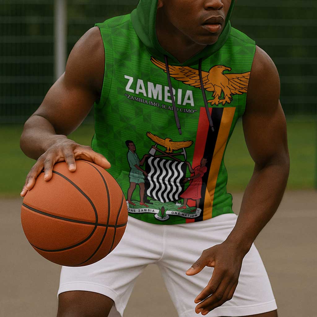 Personalised Zambia Independence Day Sleeveless Hoodie Kente Pattern - African Pride