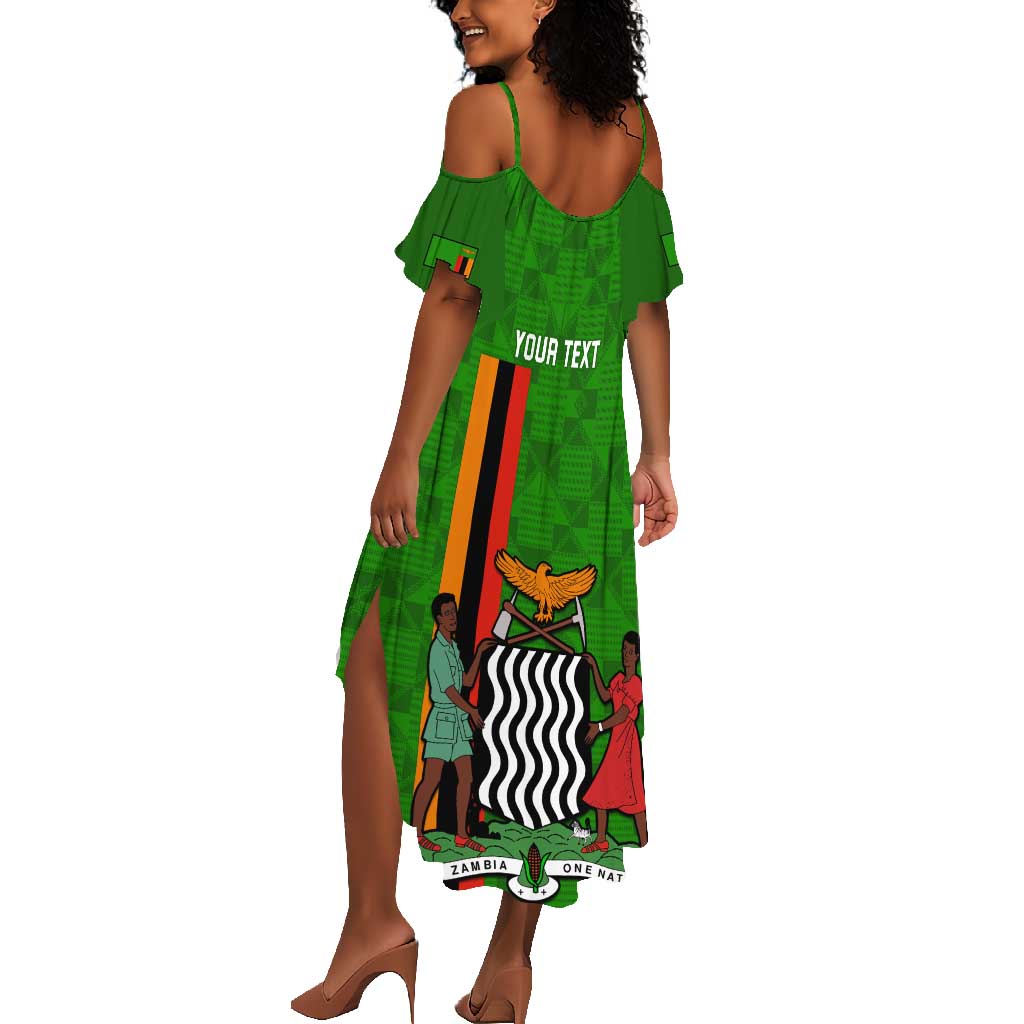 Personalised Zambia Independence Day Summer Maxi Dress Kente Pattern