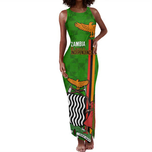 Personalised Zambia Independence Day Tank Maxi Dress Kente Pattern
