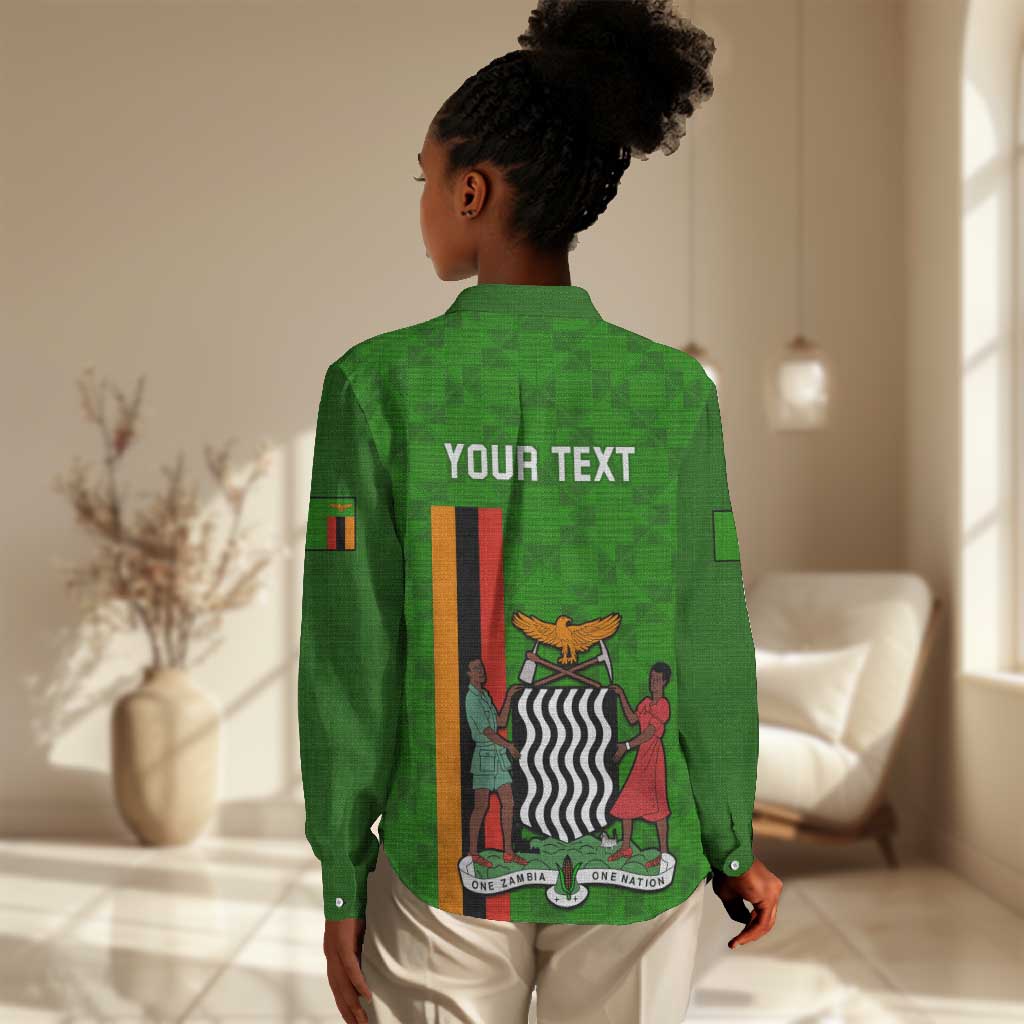 Personalised Zambia Independence Day Women Casual Shirt Kente Pattern LT14