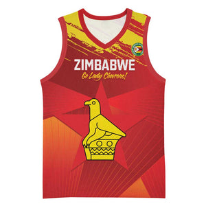 Custom Zimbabwe Cricket Basketball Jersey Go Lady Chevrons Grunge Style - African Pride