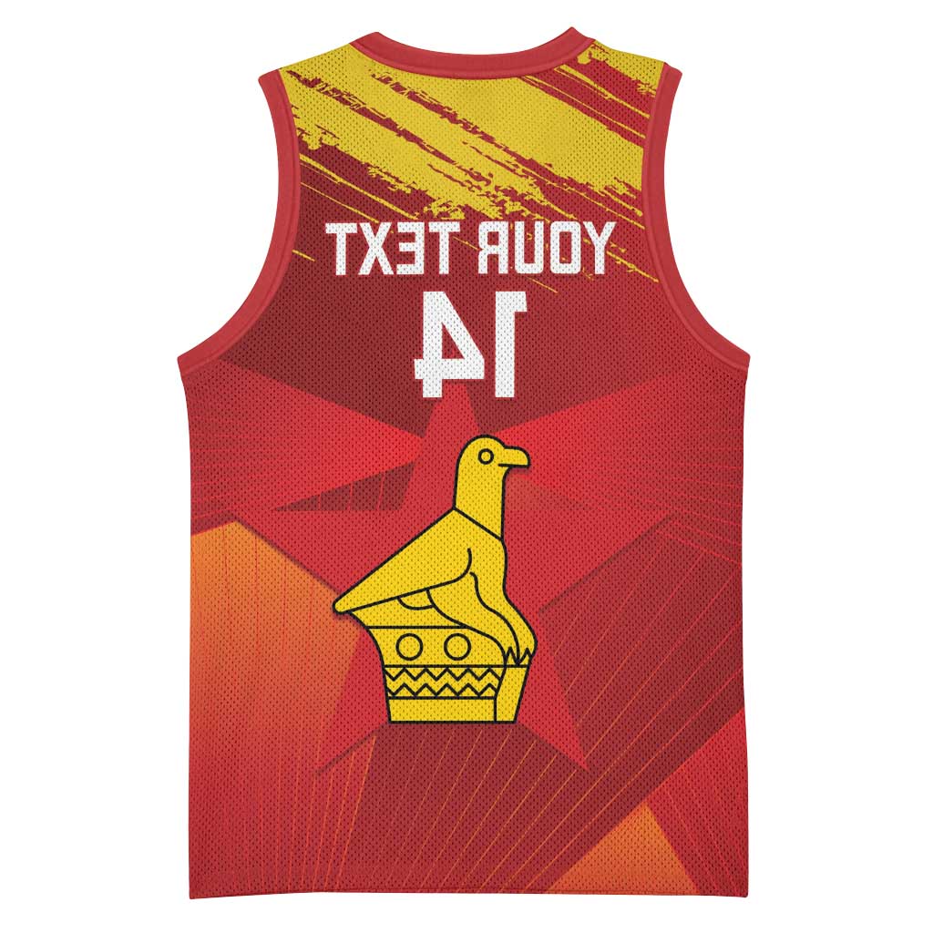 Custom Zimbabwe Cricket Basketball Jersey Go Lady Chevrons Grunge Style - African Pride