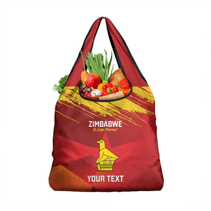 Custom Zimbabwe Cricket Grocery Bag Go Lady Chevrons Grunge Style