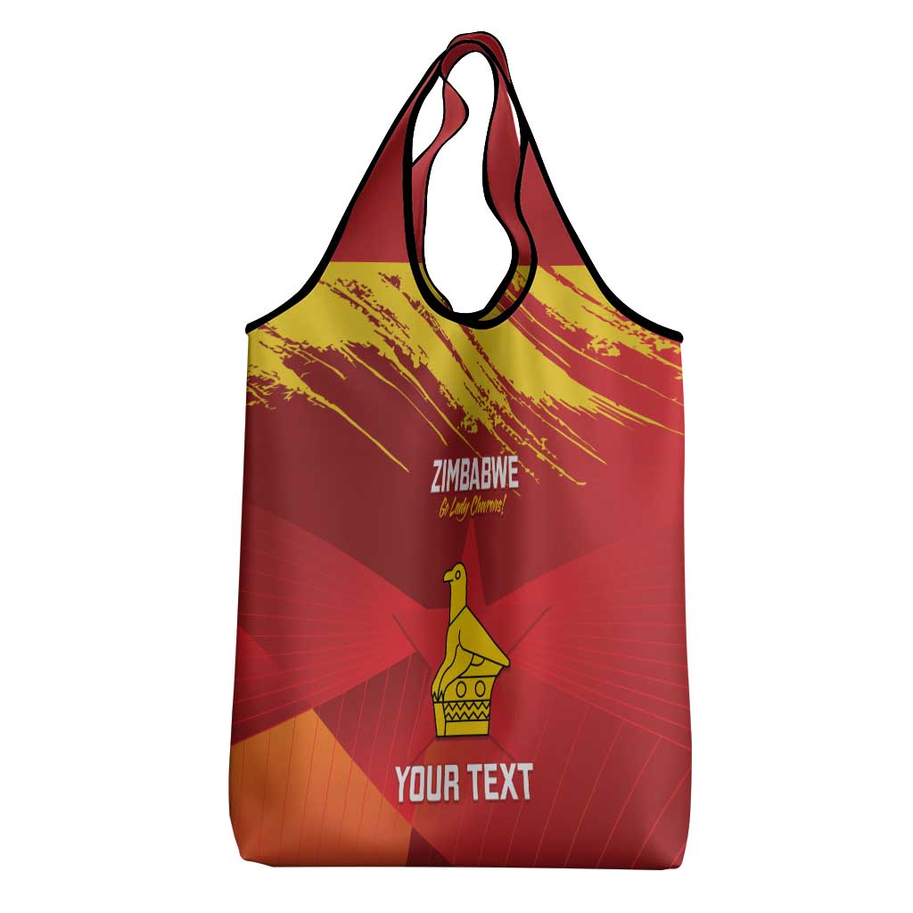 Custom Zimbabwe Cricket Grocery Bag Go Lady Chevrons Grunge Style