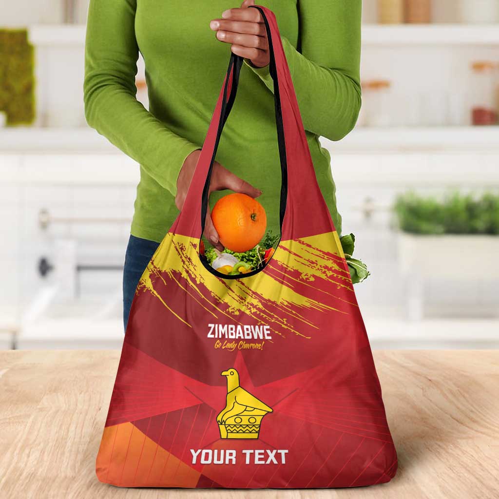 Custom Zimbabwe Cricket Grocery Bag Go Lady Chevrons Grunge Style