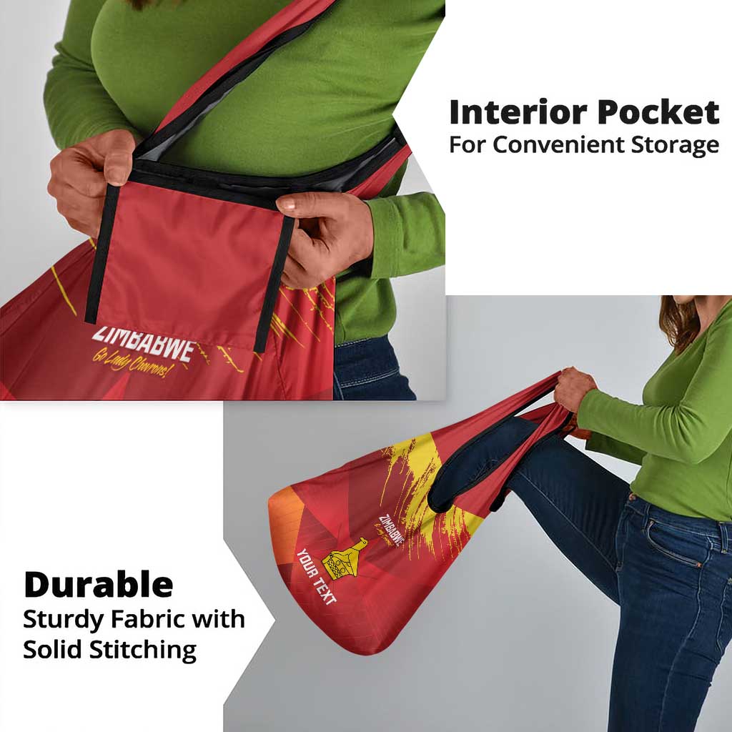 Custom Zimbabwe Cricket Grocery Bag Go Lady Chevrons Grunge Style