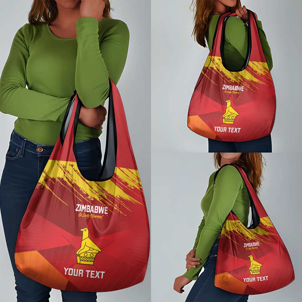 Custom Zimbabwe Cricket Grocery Bag Go Lady Chevrons Grunge Style