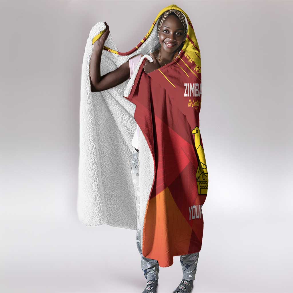 Custom Zimbabwe Cricket Hooded Blanket Go Lady Chevrons Grunge Style