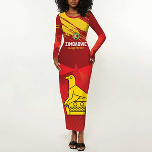 Custom Zimbabwe Cricket Long Sleeve Bodycon Dress Go Lady Chevrons Grunge Style LT14