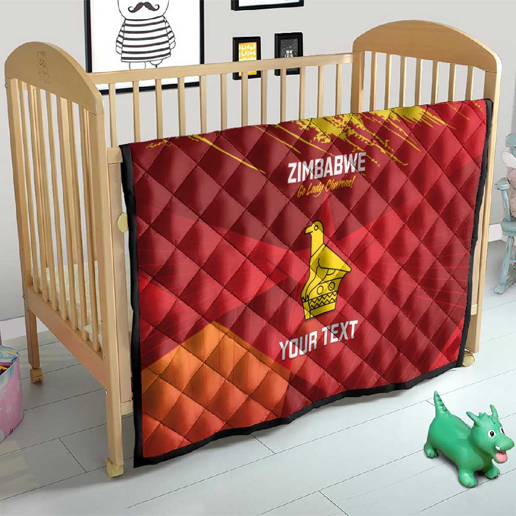 Custom Zimbabwe Cricket Quilt Go Lady Chevrons Grunge Style