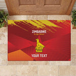 Custom Zimbabwe Cricket Rubber Doormat Go Lady Chevrons Grunge Style