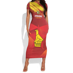 Custom Zimbabwe Cricket Short Sleeve Bodycon Dress Go Lady Chevrons Grunge Style LT14
