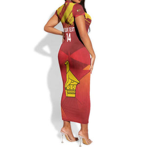 Custom Zimbabwe Cricket Short Sleeve Bodycon Dress Go Lady Chevrons Grunge Style LT14
