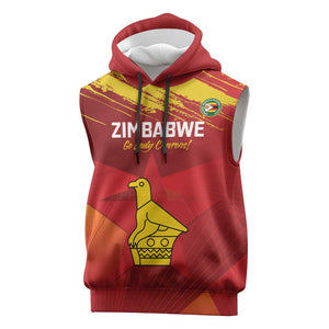 Custom Zimbabwe Cricket Sleeveless Hoodie Go Lady Chevrons Grunge Style - African Pride
