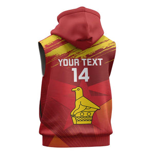 Custom Zimbabwe Cricket Sleeveless Hoodie Go Lady Chevrons Grunge Style - African Pride