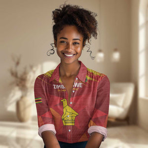 Custom Zimbabwe Cricket Women Casual Shirt Go Lady Chevrons Grunge Style LT14
